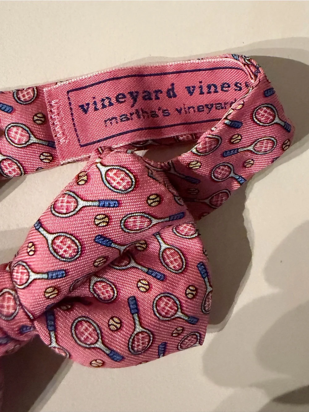 Vineyard Vines Pink Tennis Racket Print Bow tie